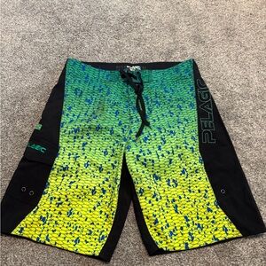 Pelagic Men's Black and Yellow Swim Board Shorts